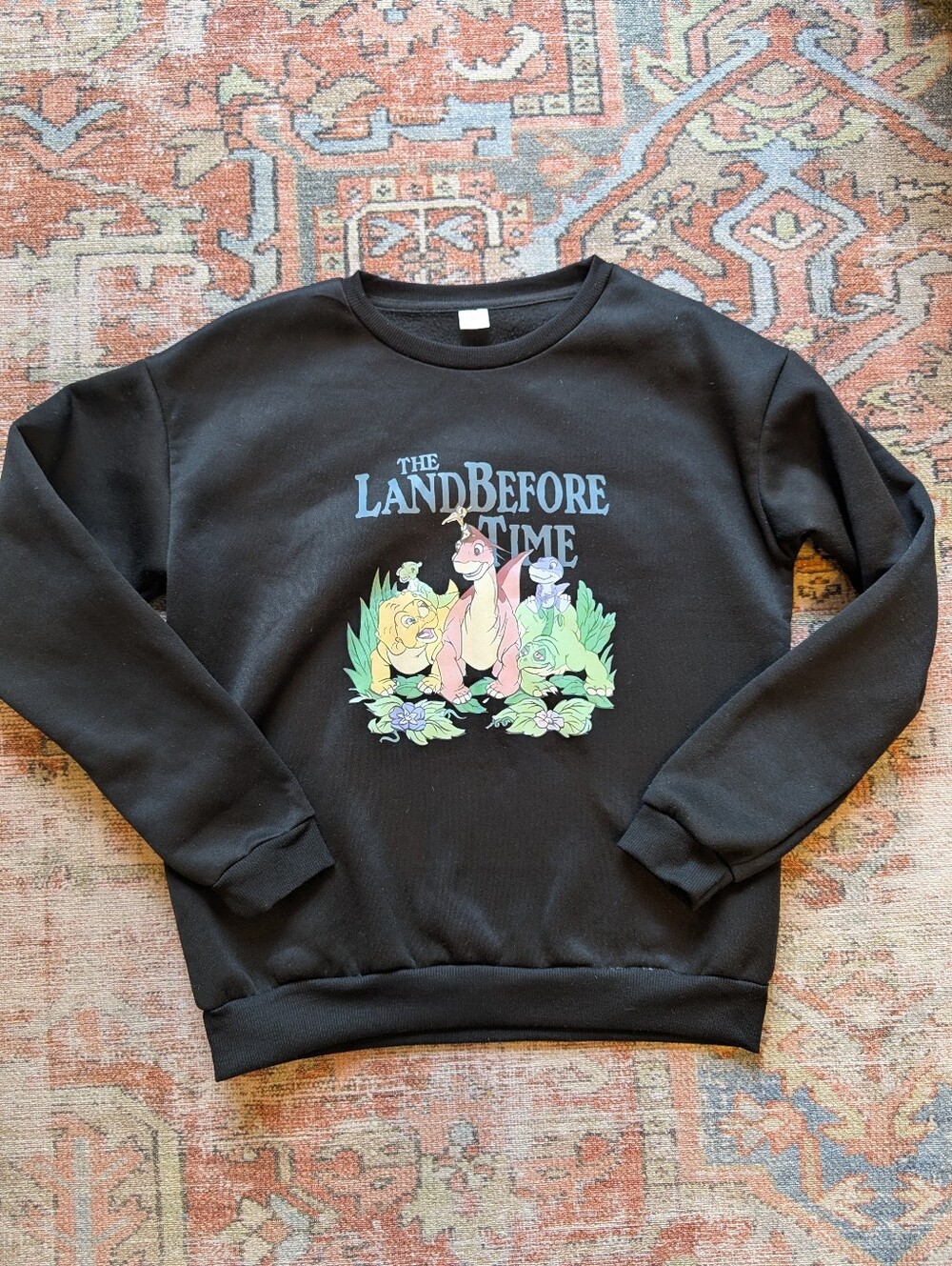 The Land Before Time Black Graphic Crewneck Sweater